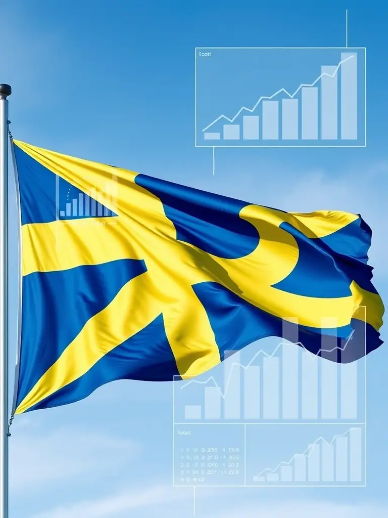 A visual representation of the Swedish flag overlaid with data points, symbolizing BF Research's focus on the Swedish market.