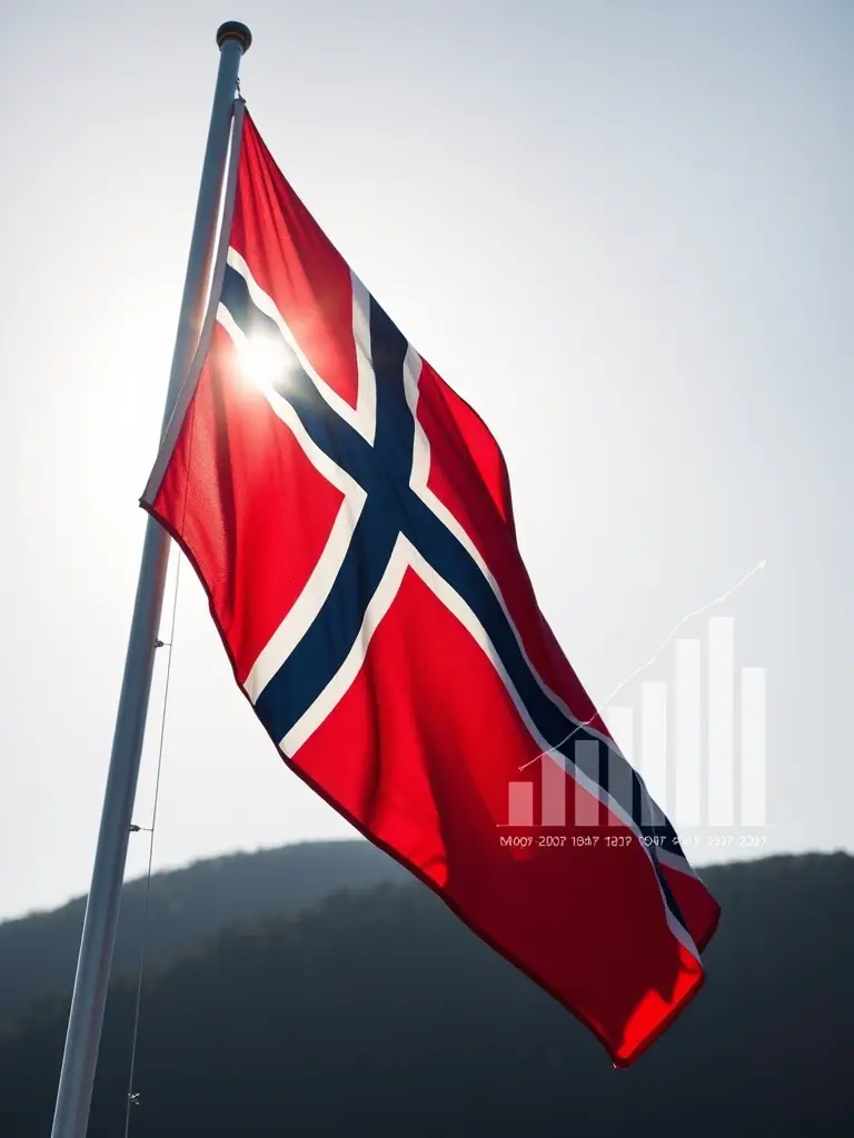 A visual representation of the Norwegian flag overlaid with data points, symbolizing BF Research's focus on the Norwegian market.